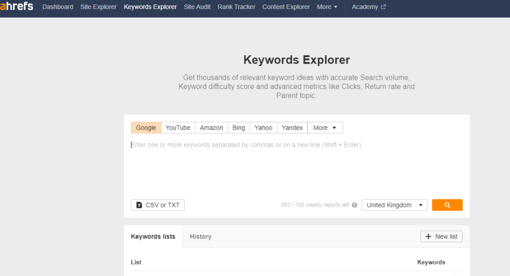 Ahref keyword explorer