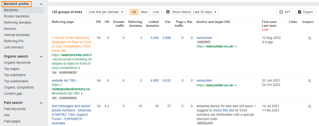 Track your competitors backlinks